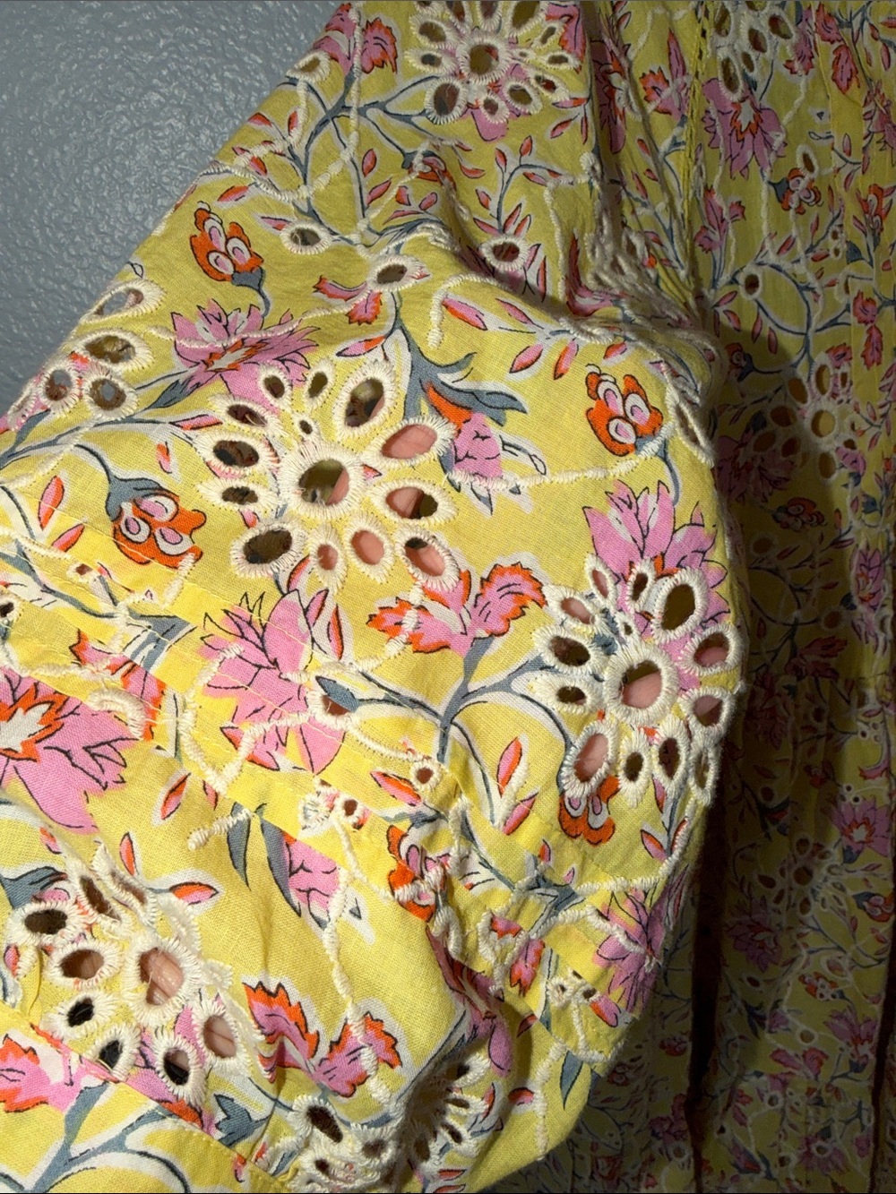 Yellow Floral Eyelet Dress - Picture 5 of 10